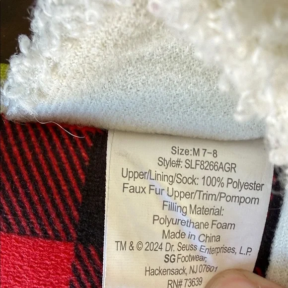 Grinch Christmas Slippers with Santa Hat - Picture 3 of 3